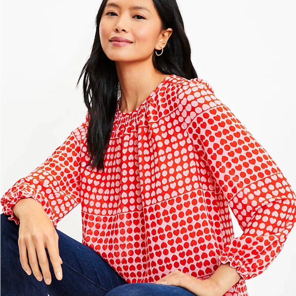 Loft Heart Ruffle Cuff Blouse - Picture 3 of 3